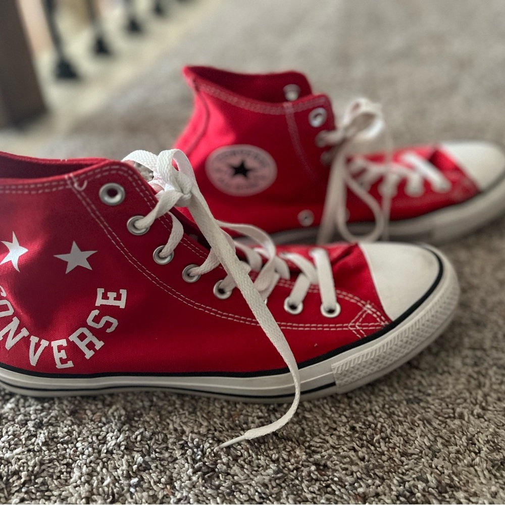 Converse Red and White High-Top Sneakers